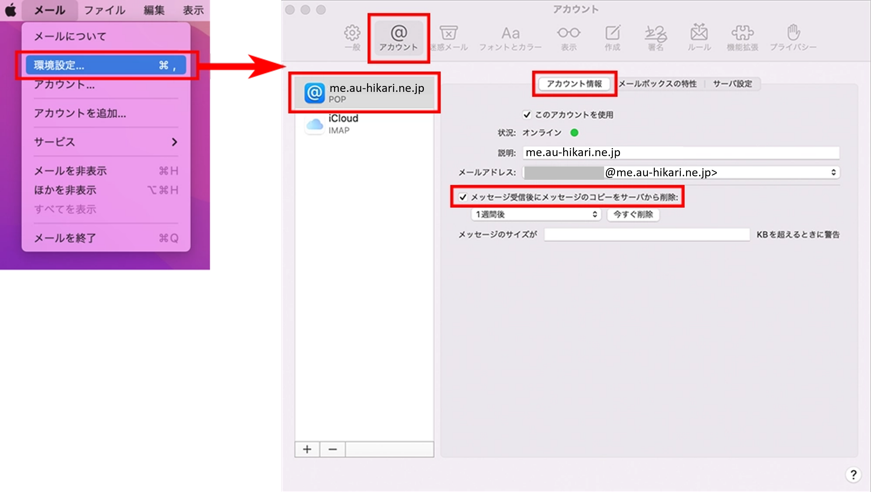 設定_STEP2_メールアカウント情報画面